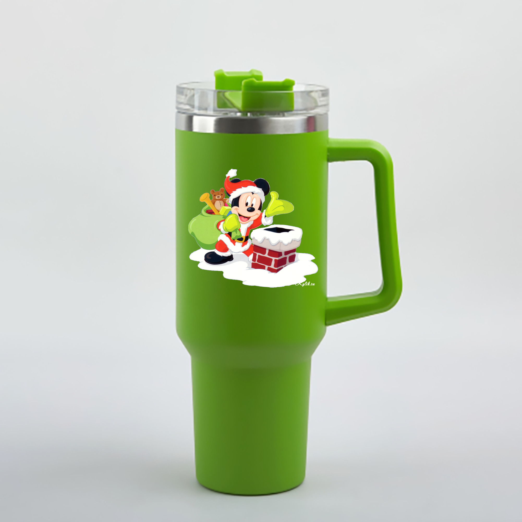 （画像用） ミッキーマウス Mickey Mouse 1200mL車用タンブラー - クリスタルステッカー（プラスチックストロー付き）